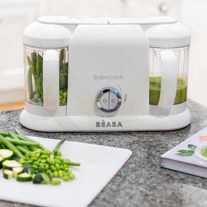 BEABA Babycook Duo 4 in 1 Baby Food Maker, Baby Food Processor, Baby Food Blender Baby Food Steamer, Make Fresh Homemade Baby Food from Home, Large 9.1 Cup Capacity, White