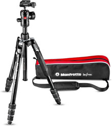 Vitec Imaging Manfrotto Tripod, Befree Advanced Aluminum, 4 Tiers, Freehead Twist Lock T-Tripod Kit, Black, Total Height 59.1 inches (150 cm), Length 15.7 inches (40 cm), MKBFRTA4BK-BH