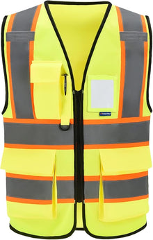 AYKRM 11 color High Vis Reflective Safety Vest for Women Men Security Pocket Zipper Size 2XL