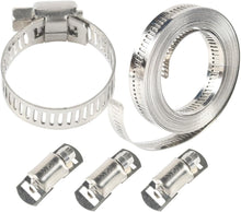 10PCS 304 Stainless Steel Worm Gear Hose Clamps 13-19MM+Cut-To-Fit 11.5 FT Metal Strap Large Adjustable Band Duct Pipe Metal Clamp Strapping+10 Fasteners +2Wrench