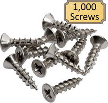 #6 x 5/8" Nickel Plated Flat Head Screws - #2 Philips Drive - Ideal for Installation of Cabinet Hinge & Drawer Slides - 1,000 Screws