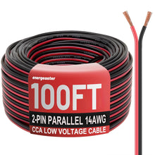14 Gauge Wire 100FT, 2 Conductors Electrical Wire Red Black Cable, Low Voltage 14 AWG Copper Clad Aluminum Extension Cord for Speaker Wire, LED, Automotive 12V/24V DC