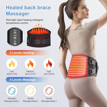 Cordless Heating Pad with Massager for Back Pain Relief, Portable Lower Back Massager Wearable Heating Pads, Blue