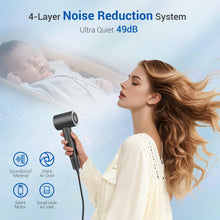 Hair Dryer with 110K RPM High Speed 1400w Motor for 1-4min Fast Dry, 49db Low Noise & 0.86lb Lightweight,2 Billion Plasma & Smart Thermo Control & Strong Magnetic Nozzle Diffuser (Darkgray)
