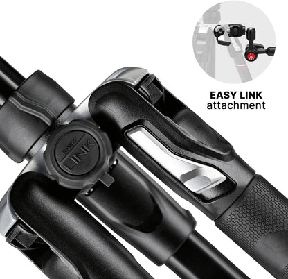 Vitec Imaging Manfrotto Tripod, Befree Advanced Aluminum, 4 Tiers, Freehead Twist Lock T-Tripod Kit, Black, Total Height 59.1 inches (150 cm), Length 15.7 inches (40 cm), MKBFRTA4BK-BH