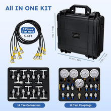 Hydraulic Pressure Test Kit, 5 Gauges (10/100/250/400/600bar) 60mpa 13 Test Couplings 14 Tee Connectors 5 Test Hoses w/Sturdy Portable Carrying Case for Excavator Construction Machinery