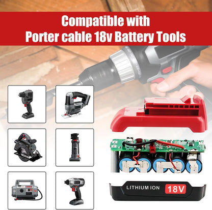 2 Packs 3.0Ah Replacment for Porter Cable 18V Battery Lithium Compatible with Porter Cable 18 Volt Battery PC18B PC188 PC18BL PC18BLX PC18BLEX PCXMVC Cordless Power Tools