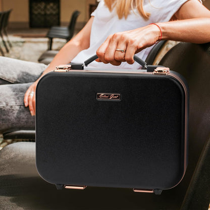 Travel Makeup Train Case With LED Lights, 3 Brightness Adjustable Portable Makeup Organizer, Professional Adjustable Divider Storage Waterproof Makeup Train Case Accessories and Toolboxes