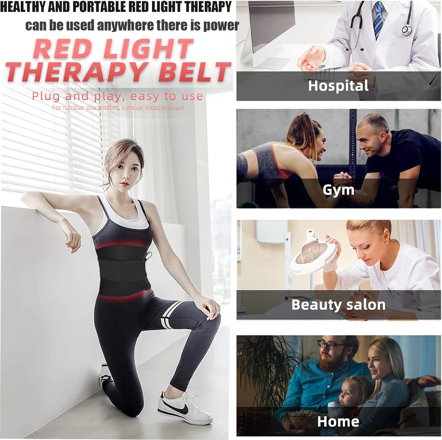 360pcs LEDs Red Light Therapy Belt Body Wearable Wrap, Red＆Infrared Light Therapy Device Large Pad for Back Shoulder Joints Muscle Pain Relief and Weight Loss (31"*12")