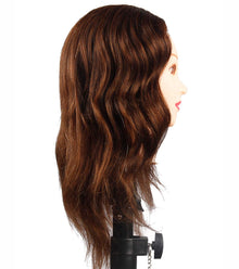 Mannequin Head with 100% Human Hair Hairdresser Training Head Manikin Cosmetology Doll Head Salon Training Practice Head with Blonde Human Hair Styling Dye Cutting with Clamp Stand.