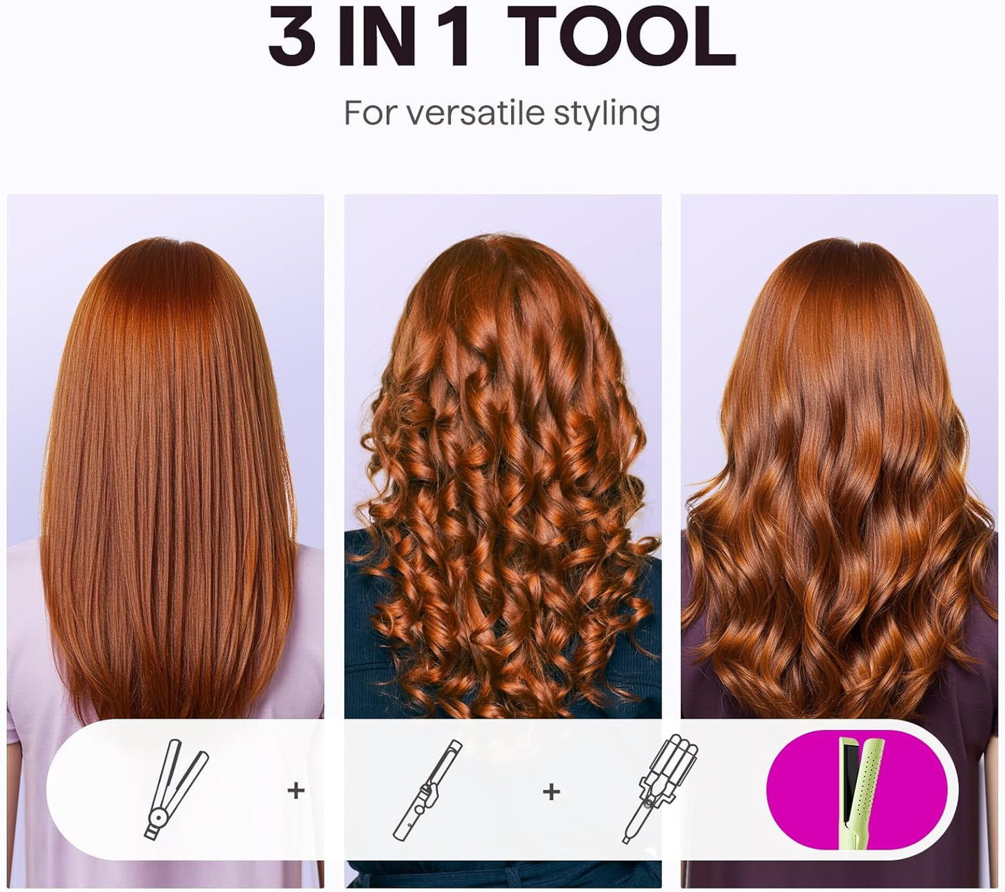 Wavytalk Airflow Styler Curling Iron, Cool Curl, 360° Cool Air Lock in Style for Lasting Curls, Reduces Damage, 2 in 1 Hair Straightener and Curler, 1 Inch, Anti-Scald for Short Long Hair, Green