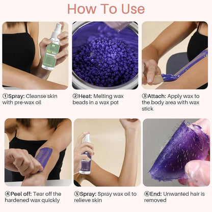 BLITZWAX Brazilian and Bikini Waxing Kit for Women, Hard Wax Warmer for Face, Legs, and Body, At Home Hair Removal Kit, Beginner Friendly, Quick Heating, 6 Packs Wax Beads