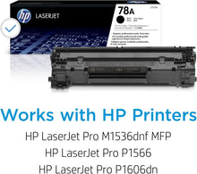 HP 78A Black Toner Cartridges (2-pack) | Works with HP LaserJet Pro P1566, P1606 Series, HP LaserJet Pro MFP M1536 Series | CE278D
