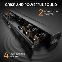 Sound Bars for Smart TV, 31-in Bluetooth TV Soundbar Speakers with HDMI-ARC, Optical AUX Connection, Crisp Sound and Easy Setup, Detachable Surround Sound System for TV, PC, Projector.