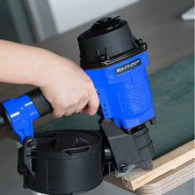 BHTOP CN55N Pneumatic Nail Gun,15 Degree Professional Coil Nailer, 1-1/4 Inch to 2-1/4 inch Siding Nailer, 350-pcs Load Capacity Pallet Nailer in Blue