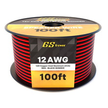 GS Power 12 Gauge Wire - 100 Foot Copper Clad Aluminum Cable Roll, Red & Black Bonded Wiring for Outdoor Speaker, Automotive Radio or Home Theater