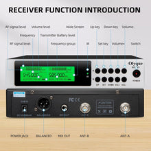Olyque Wireless Microphones, All Metal Dynamic Professional UHF Dual Handheld Cordless Microphone, Auto Scan, 300ft for Parties, Events and Church(HP-619)