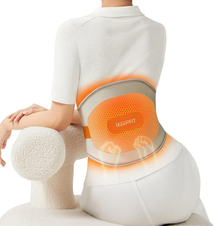 Cordless Heating Pad for Back Pain Relief: MAXwarm 3.0[2025 Upgraded], IKEEPFIT Electric Heat Pad with Massager for Period Cramps, Extra Large 65", 8000mAh Battery, Gift for Women Men (Beige)