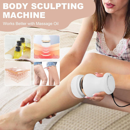 Ambreview Body Sculpting Machine, Cellulite Massager with 5 Massage Heads and 6 Skin Friendly Washable Pads, 25 Levels Adjustable Body Massager for Belly, Waist, Legs, Arms, Butt