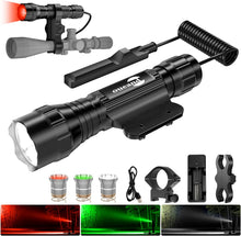 Tactical Flashlights Predator Light with Red Green,1200 Lumens Mlok Picatinny Flashlight with Pressure Switch,3 Modes White Light,Hunting Flashlight for Hog Coyote,Rifle Light with Scope Mount