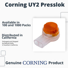 Corning UY2 100Pk Presslok Connector Solvent Resistant Splice Terminals for Wires, Electrical, Automotive, Data, Oil, Telephone (100)