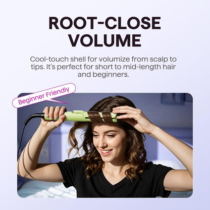 Wavytalk Airflow Styler Curling Iron, Cool Curl, 360° Cool Air Lock in Style for Lasting Curls, Reduces Damage, 2 in 1 Hair Straightener and Curler, 1 Inch, Anti-Scald for Short Long Hair, Green