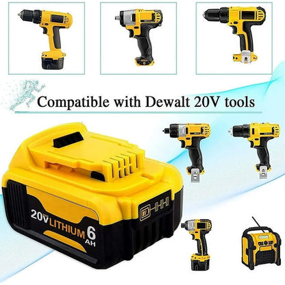 4 Pack 20V For DeWalt 20 Volt Max 6.0AH Lithium Ion Battery DCB201 DCB203 DCB204 Compatible with Dewalt 20 Volt DCD/DCF/DCG/DCS Series Power Tools