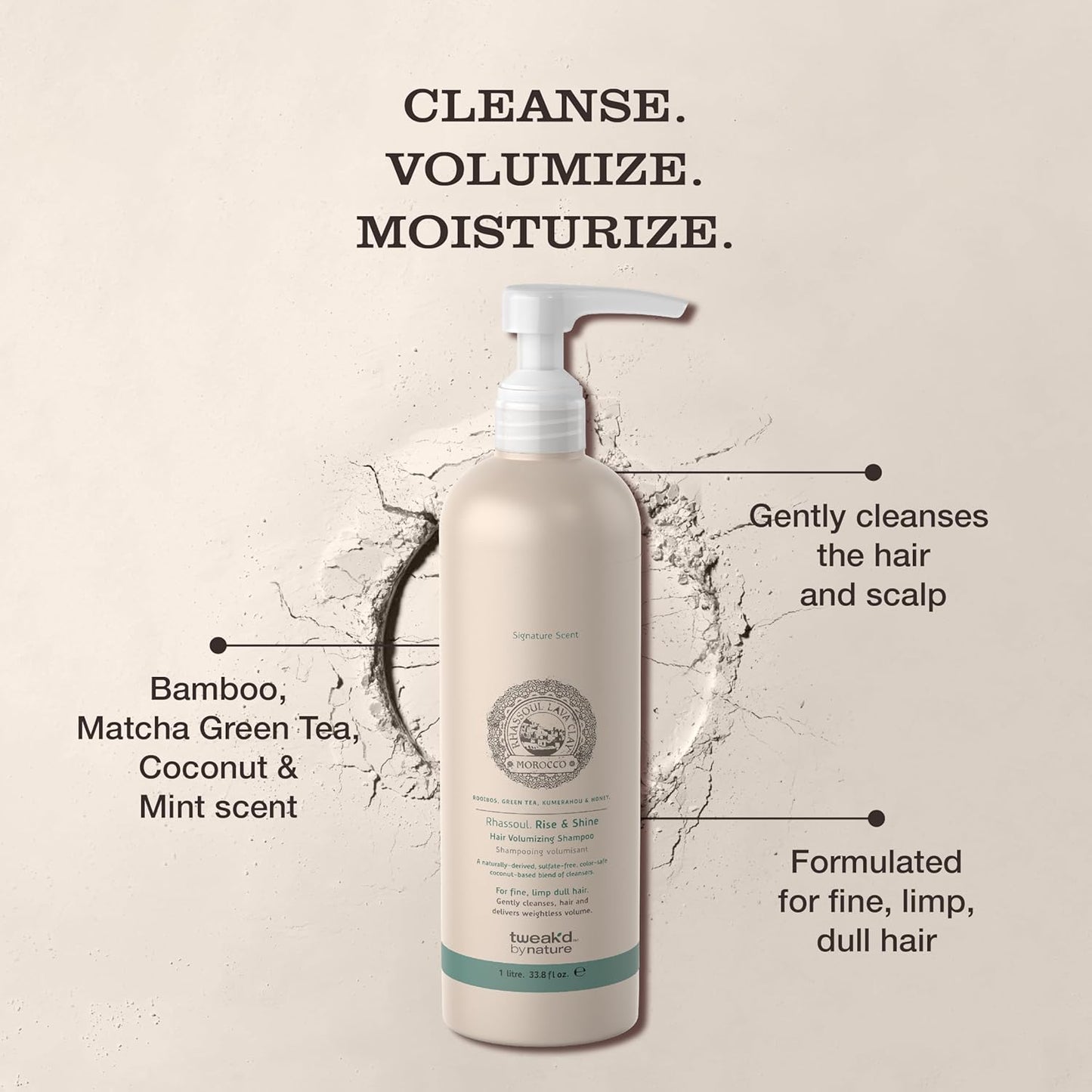 Tweak’d by Nature - Rise & Shine Volumizing and Thickening Shampoo for Fine Hair, Hydrating Hair Care for Soft, Tangle-Free Finish, Cruelty Free (33.8 ounces)
