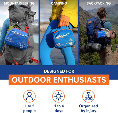 Adventure Medical Kits Mountain Series Medical Kit - Backpacker - Emergency Medical First Aid Kit - For 2 People for 4 Days - Comes with a Trauma Pad, Medicine, Guide Book & More
