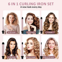 6 in 1 Hair Curler, 3/4 to 1 1/2 inch Ceramic Barrel Wand Curling Iron Set, Auto Off, Dual Voltage Hair Styling Hot Tools