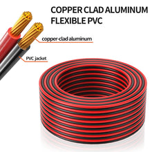 14 Gauge Wire 100FT, 2 Conductors Electrical Wire Red Black Cable, Low Voltage 14 AWG Copper Clad Aluminum Extension Cord for Speaker Wire, LED, Automotive 12V/24V DC
