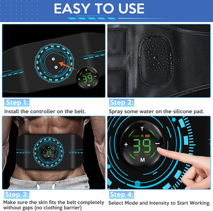 Abs Stimulator, Abdomen Exerciser, Abs Machine for Abdomen/Arm/Leg, ABS Workout Equipment for Muscle Growth with 8 EMS Modes, 39 Levels of Intensity Black Set of 3