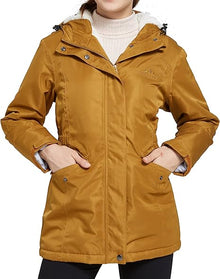 Women's Waterproof & Windproof Ski Hooded Jacket Winter Fleece Parka Rain Coats for Hiking Size XL