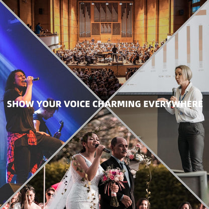 Olyque Wireless Microphones, All Metal Dynamic Professional UHF Dual Handheld Cordless Microphone, Auto Scan, 300ft for Parties, Events and Church(HP-619)