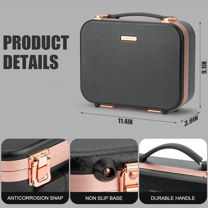 Travel Makeup Train Case With LED Lights, 3 Brightness Adjustable Portable Makeup Organizer, Professional Adjustable Divider Storage Waterproof Makeup Train Case Accessories and Toolboxes