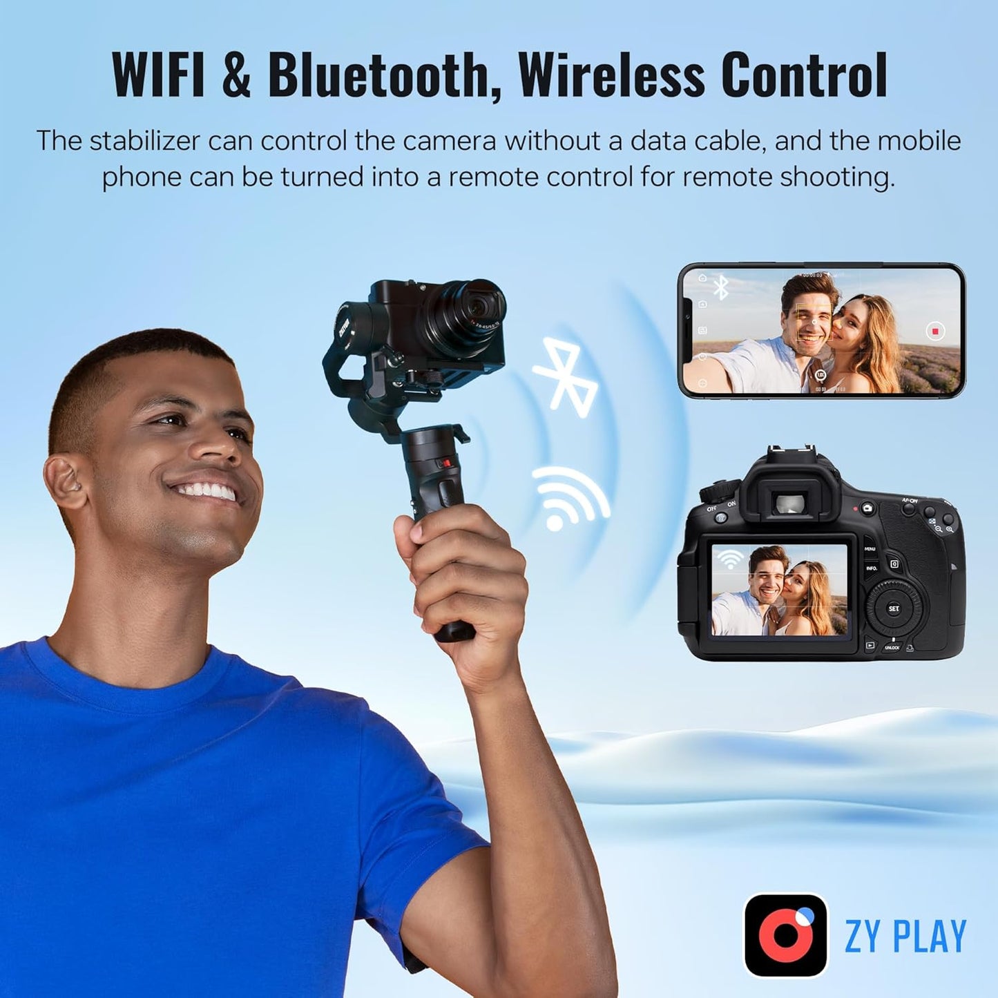 ZHIYUN Crane-M2 [Official] Gimbal Stabilizer for Camera，3-in-1 Light Weight Gimbal for Smartphone, Sports Action Camera, GoPro and Mirrorless Camera, with Smartphone Clamp, Tripod