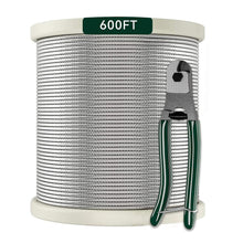 1/8 Stainless Steel Cable with Cutter7x7 Strands Construction,T316 Stainless Steel for Deck Railing,Porch Fence,String Lights Hanging Wire 600FT