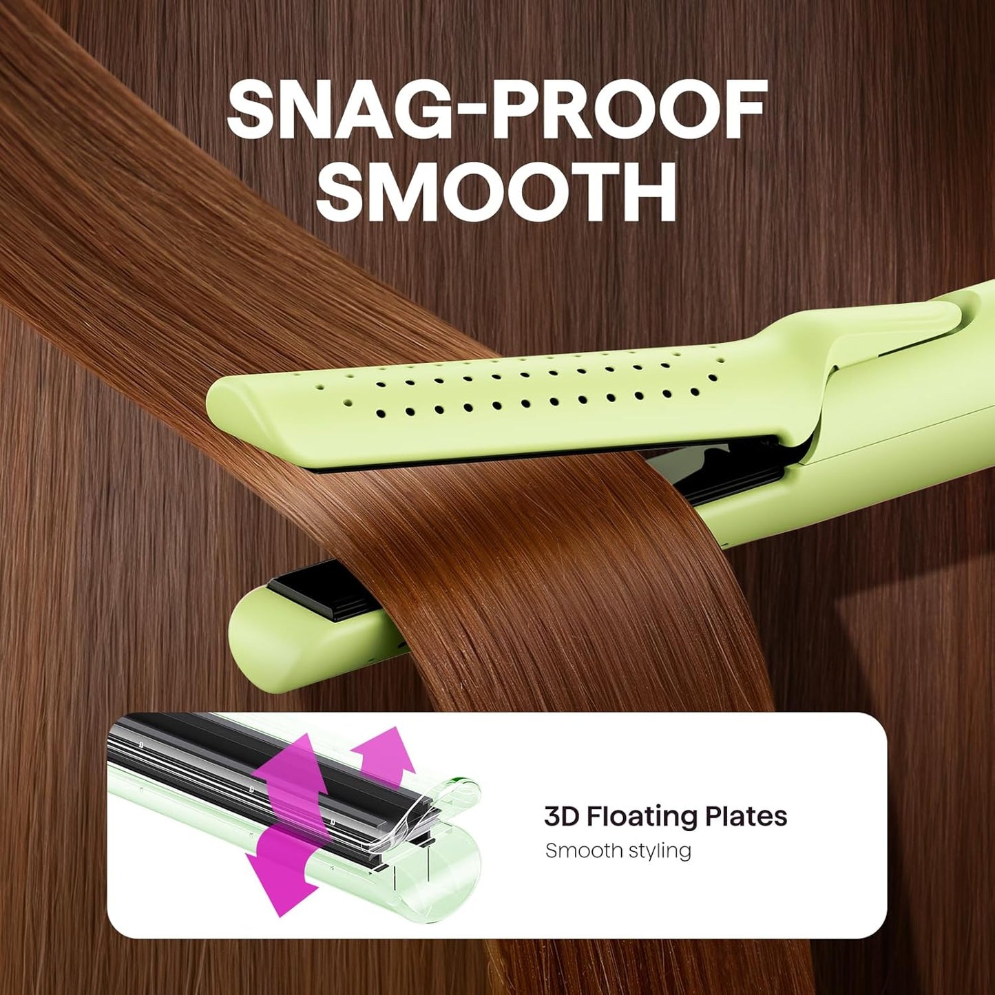 Wavytalk Airflow Styler Curling Iron, Cool Curl, 360° Cool Air Lock in Style for Lasting Curls, Reduces Damage, 2 in 1 Hair Straightener and Curler, 1 Inch, Anti-Scald for Short Long Hair, Green