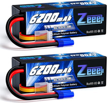 Zeee 4S Lipo Battery 6200mAh 14.8V 80C Hard Case Battery with EC5 Connector for Car Truck Tank RC Buggy Truggy Racing Hobby(2 Packs)