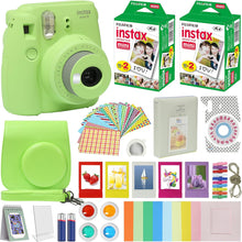 Fuji Film Instax Mini 9 Instant Camera Lime Green with Carrying Case + Fuji Instax Film Value Pack (40 Sheets) Accessories Bundle, Color Filters, Photo Album, Assorted Frames, Selfie Lens + More