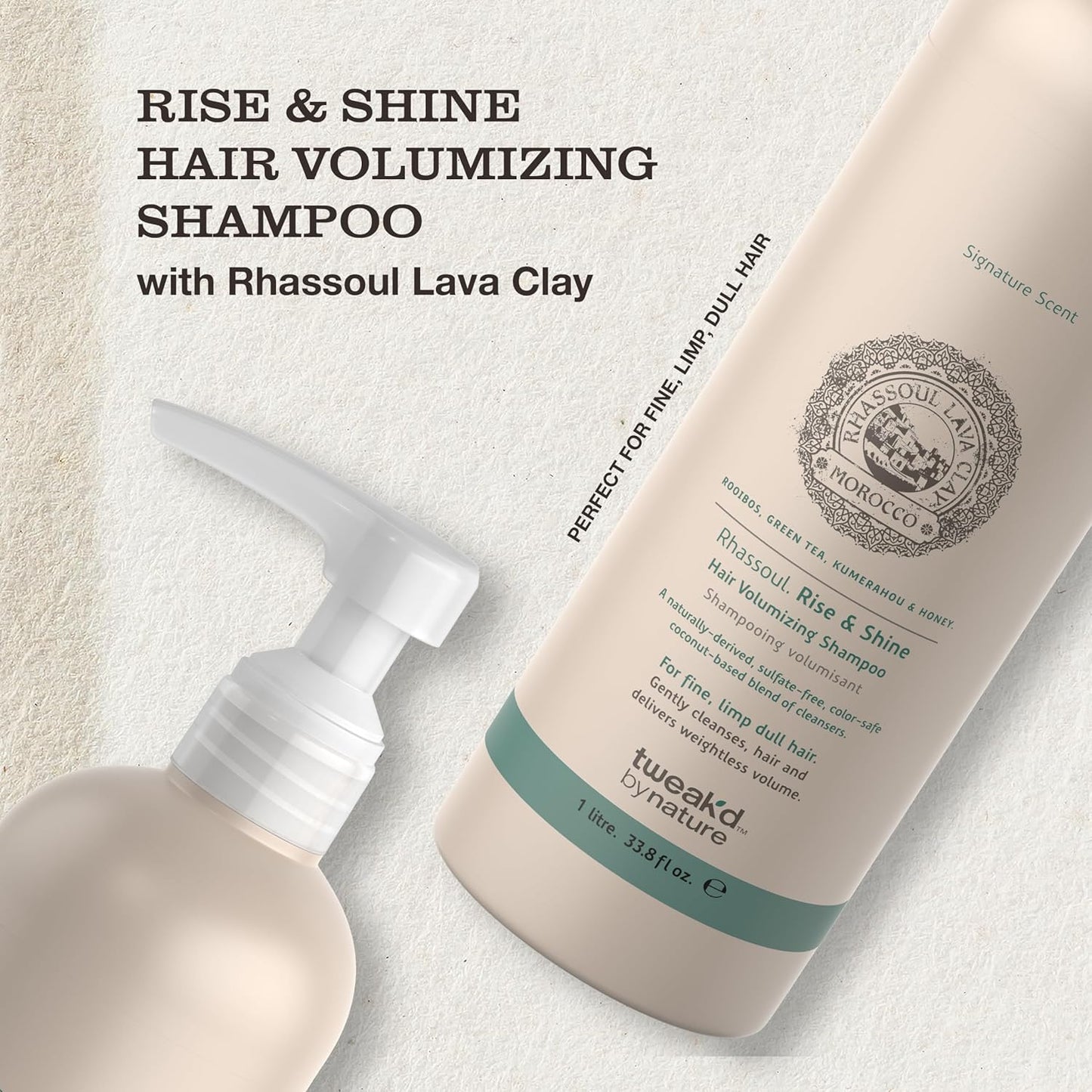 Tweak’d by Nature - Rise & Shine Volumizing and Thickening Shampoo for Fine Hair, Hydrating Hair Care for Soft, Tangle-Free Finish, Cruelty Free (33.8 ounces)