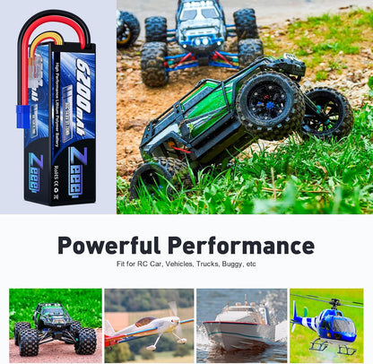 Zeee 4S Lipo Battery 6200mAh 14.8V 80C Hard Case Battery with EC5 Connector for Car Truck Tank RC Buggy Truggy Racing Hobby(2 Packs)