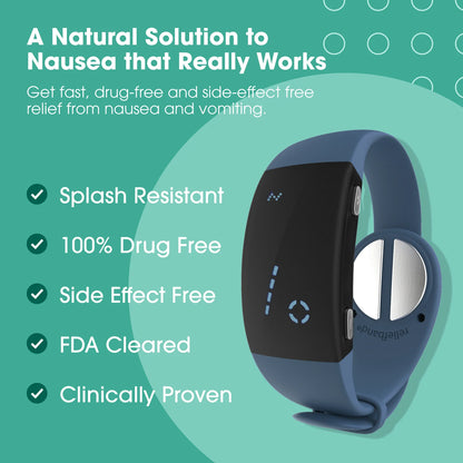 Reliefband ® Premier Denim Slate Blue Anti-Nausea Wristband Morning & Motion Travel Sickness 1/pack