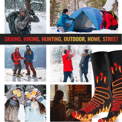 Rechargeable Heated Socks Men Women - Washable Battery Operated Foot Warmer for Ski Hunting - Electric Winter Heating Socks for Work Boot Toe Sleep Bed Indoor Outdoor Sports Walking Research