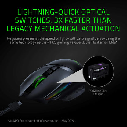 Razer Basilisk Ultimate HyperSpeed Wireless Gaming Mouse: Fastest Gaming Mouse Switch - 20K DPI Optical Sensor - Chroma RGB Lighting - 11 Programmable Buttons - 100 Hr Battery - Classic Black