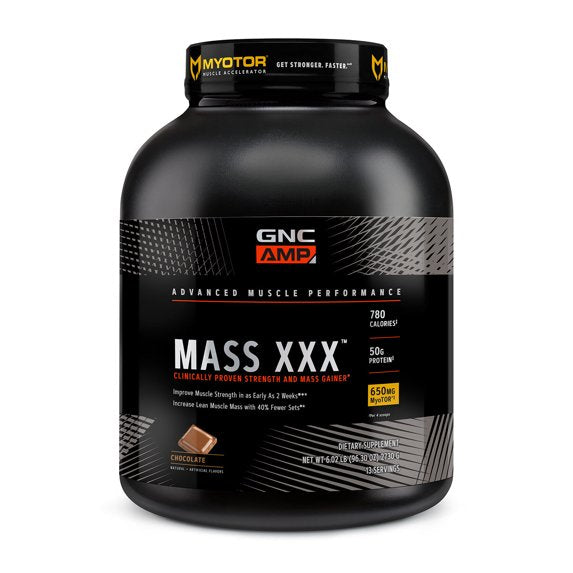 GNC AMP Mass XXX with MyoTOR Protein Powder , Targeted Muscle Building and Workout Support Formula with BCAA and Creatine , Chocolate , 13 Servings Chocolate 13 Serving (Pack of 1)