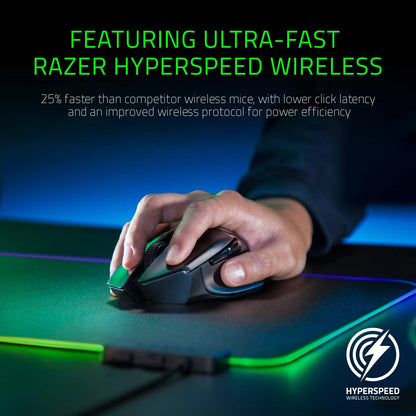 Razer Basilisk Ultimate HyperSpeed Wireless Gaming Mouse w/ Charging Dock: Fastest Gaming Mouse Switch - 20K DPI Optical Sensor - Chroma RGB - 11 Programmable Buttons - 100 Hr Battery - Classic Black