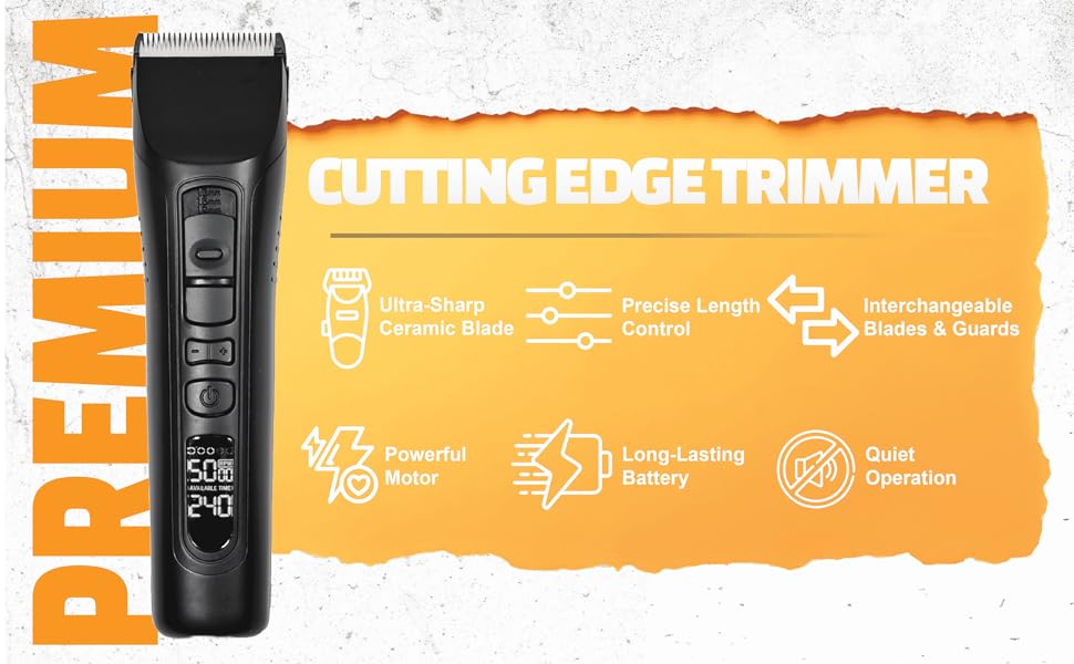 Brio Beardscape V1 Beard Trimmer for Men Professional with Low Friction Ceramic Blade, Cordless Professional Hair Trimmer for Barbers with 4 Hrs of Long Battery Timing, Ideal for Beard & Body (Black)