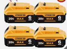 4 Pack 20V For DeWalt 20 Volt Max 6.0AH Lithium Ion Battery DCB201 DCB203 DCB204 Compatible with Dewalt 20 Volt DCD/DCF/DCG/DCS Series Power Tools
